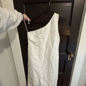 Madewell One-Shoulder Cream Linen Dress